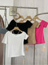 Casual Asymmetrical Sleeves Round Neck Crop Tops